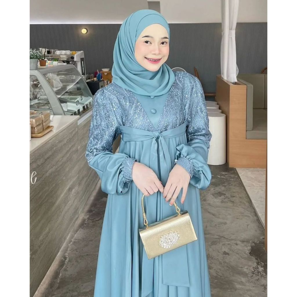 Dress Brukat Viola Dress Baju Renda Pesta Gamis Model Baru Gamis Brokat Payet Mewah Baju Pesta Konda