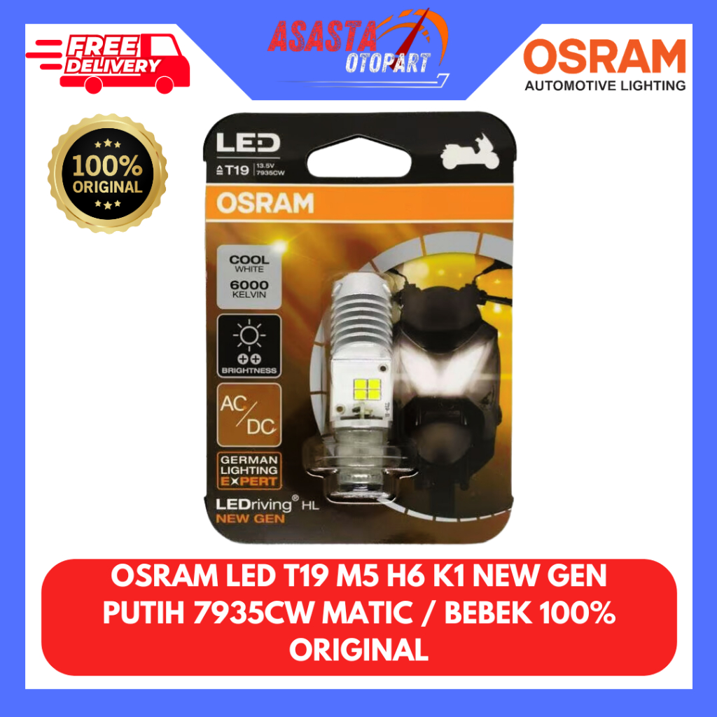 LAMPU DEPAN MOTOR LED OSRAM T19 NEW GEN PUTIH BEBEK / MATIC AC&DC 7935CW ORIGINAL 100%