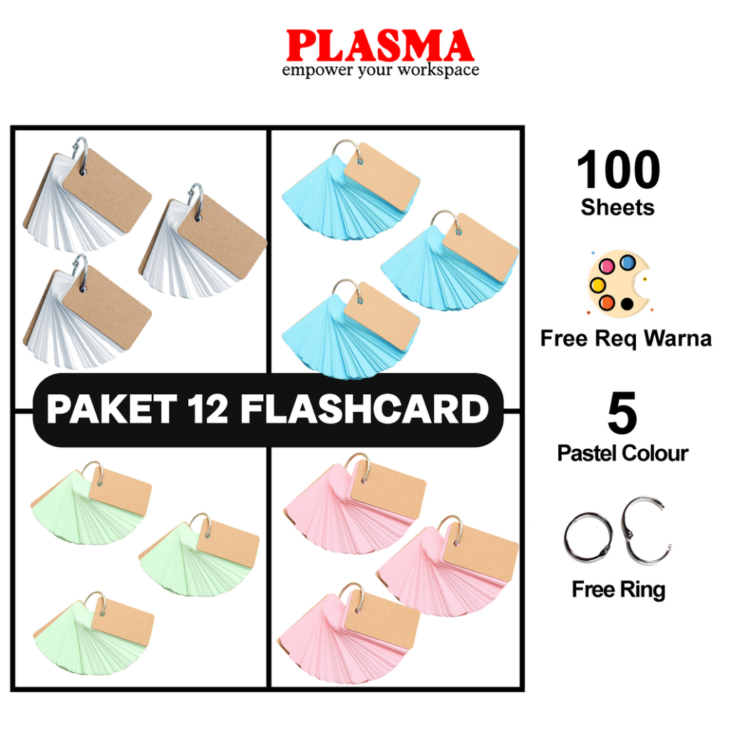 

[PAKET RESELLER] 12 Flash Card Papper Keychain Memo Note atau Magic Card Polos Memo Notebook Ring Besar