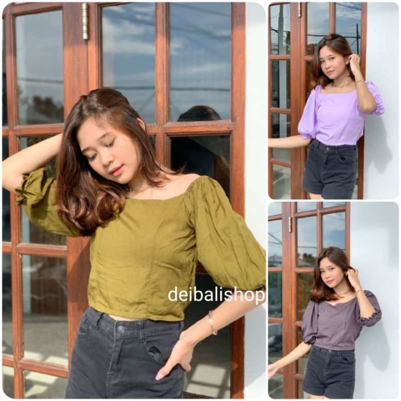 Baju Atasan Wanita BLOUSE Smoc Lengan Balon Korean Style