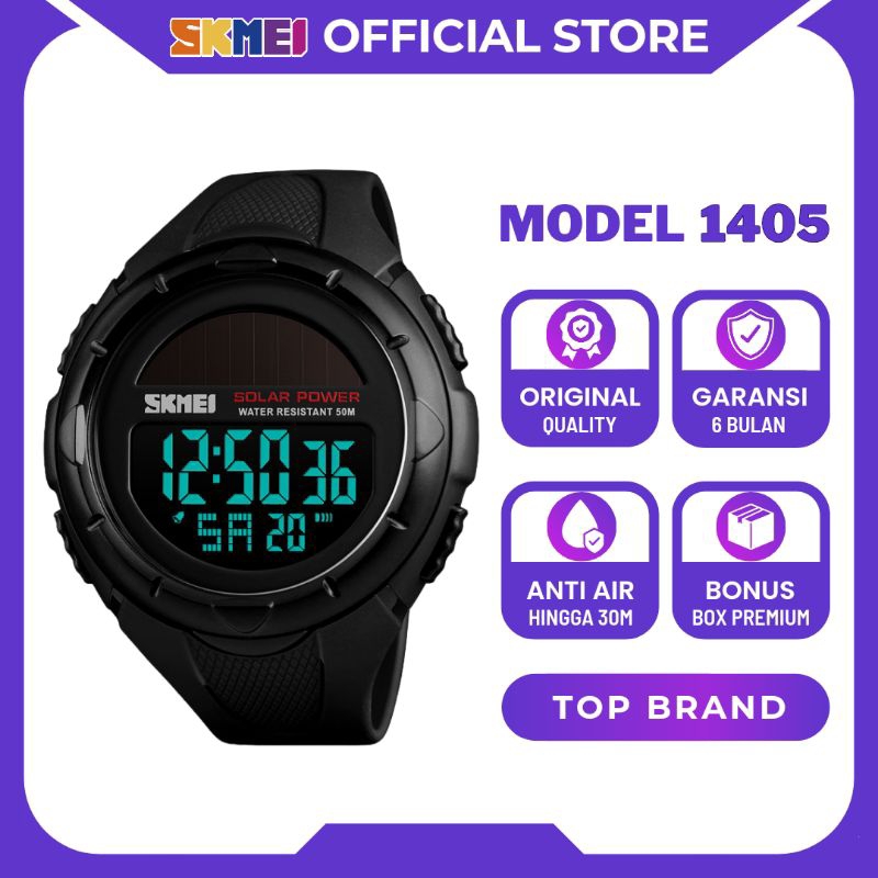SKMEI Jam Tangan Tenaga Solar Power Pria Digital Sporty Anti Air 1405 Original