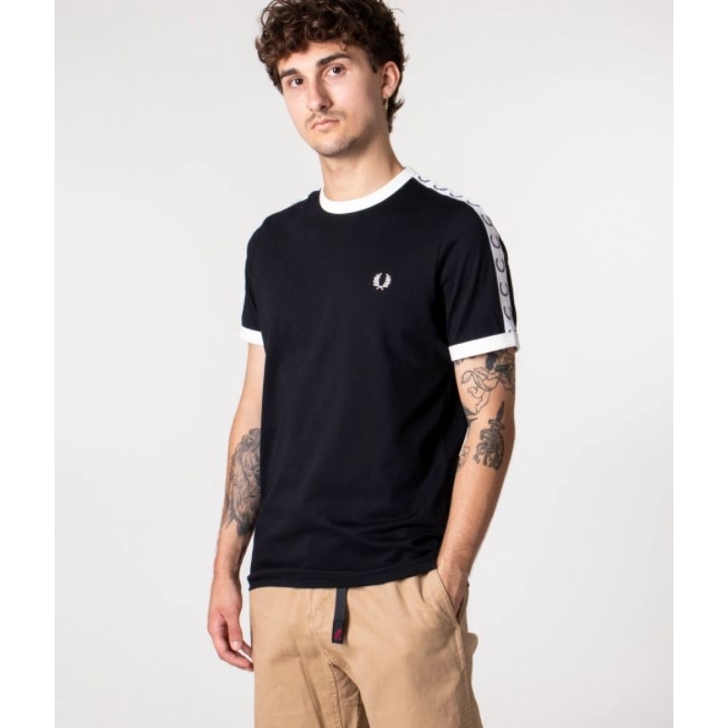 Fred Perry T-shirt Tape Ringer Black Original