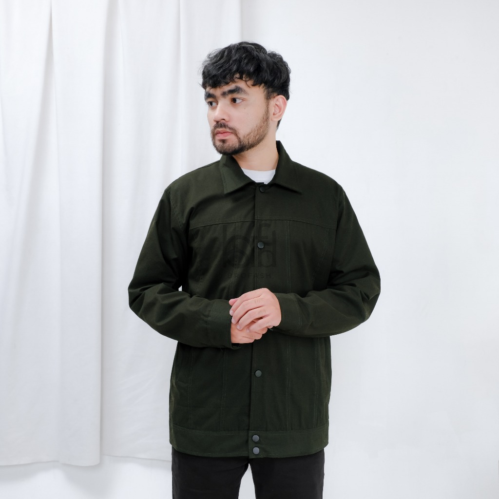 Brofash - Jaket Trucker Army Pria Canvas Casual Distro Original