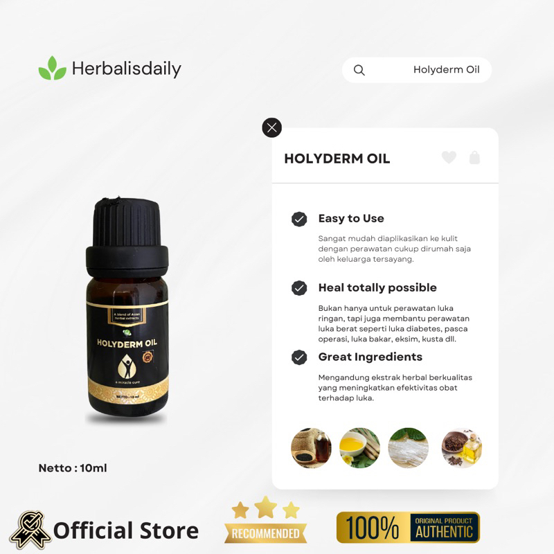 Obat luka diabetes eksim skabies herbal ampuh HOLYDERM OIL