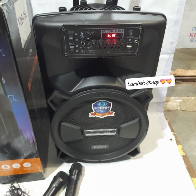 Portable speaker ukuran 12 inchi bonus 2 mic  wireless/ mic tanpa kabel / speaker bluetooth  / speak