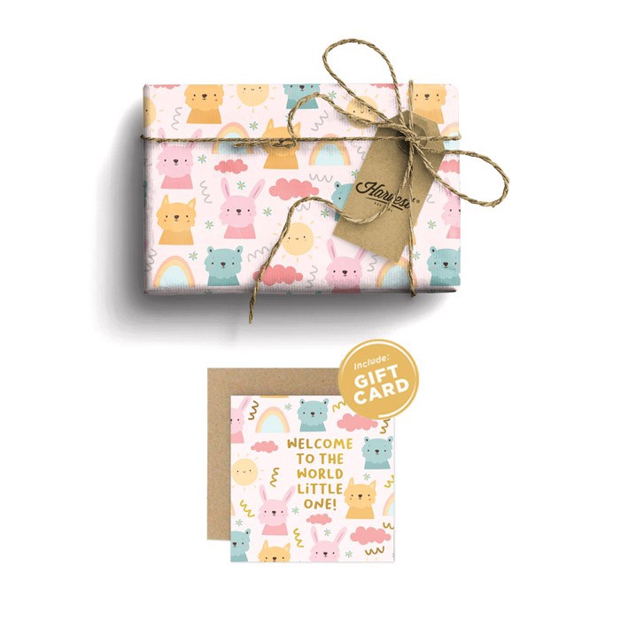 

STAR Paket Kertas Kado Kartu Ucapan Baby New Born Harvest Rabbit