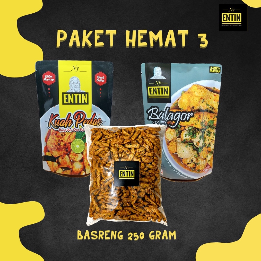 

BURUAN ORDER GAN Paket Hemat NY ENTIN 3 isi Baso Aci Batagor Kuah dan Basreng 25gr