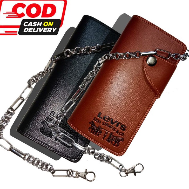 Bonus Dompet Pria Ukuran Panjang  Rantai Dompet Kulit Sintetis Premium