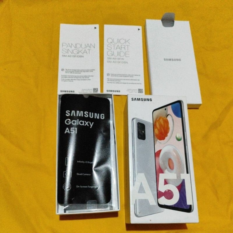 Dus Box Samsung A51 Silver 256 Original asli Copotan