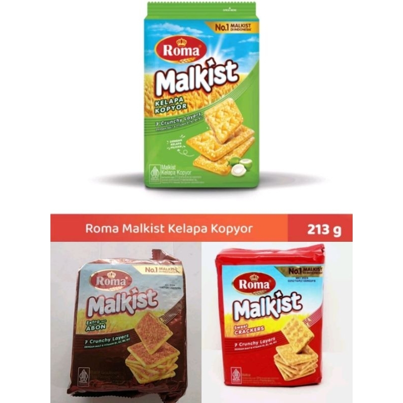 

roma malkist kemasan family size, malkist gula, abon, kopyor