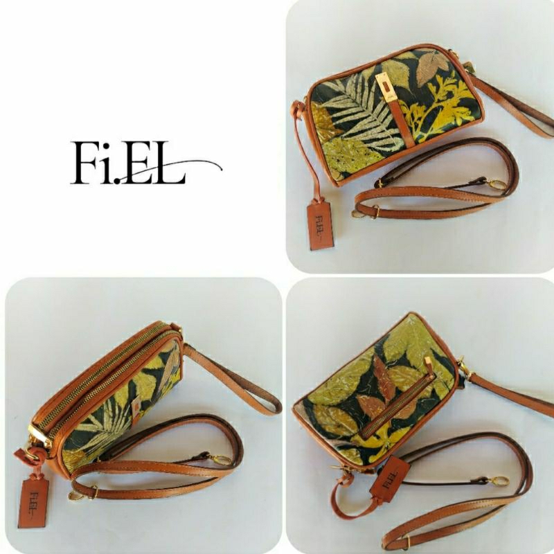 tas 2 ruang kulit sapi asli ecoprint