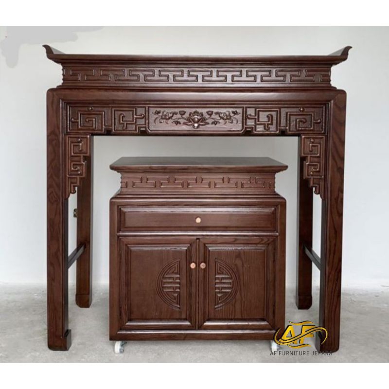 meja altar sembahyang, meja altar kayu jati, meja altar ukiran