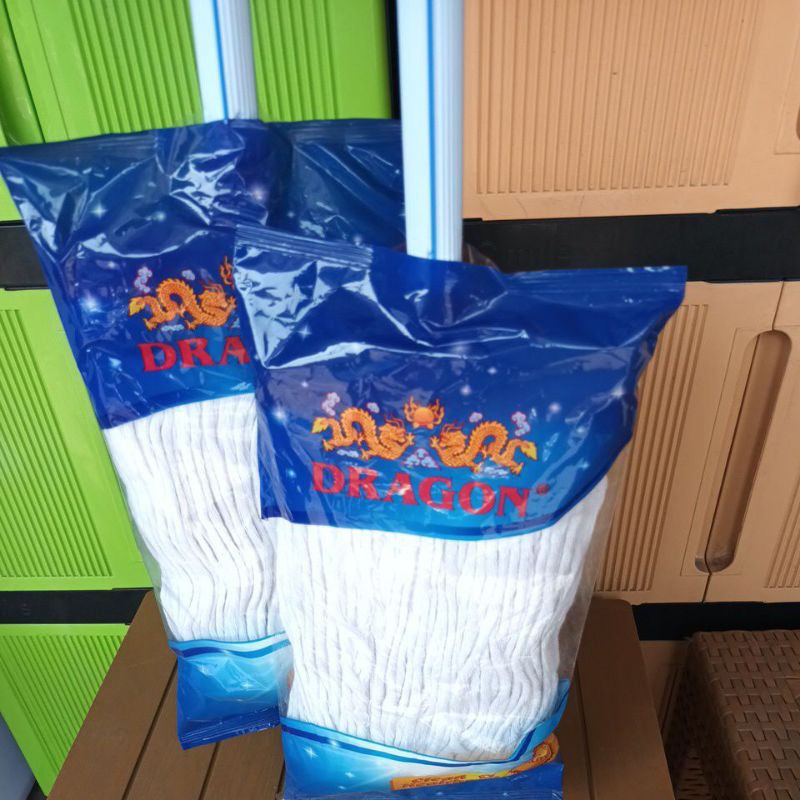 pel pelan lantai segi M sumbu benang lebar gagang panjang merk dragon original