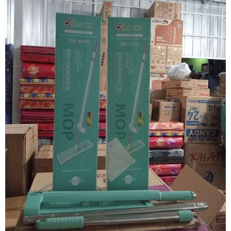 omicko hand flat mop lap pel rata datar modern batang stainless