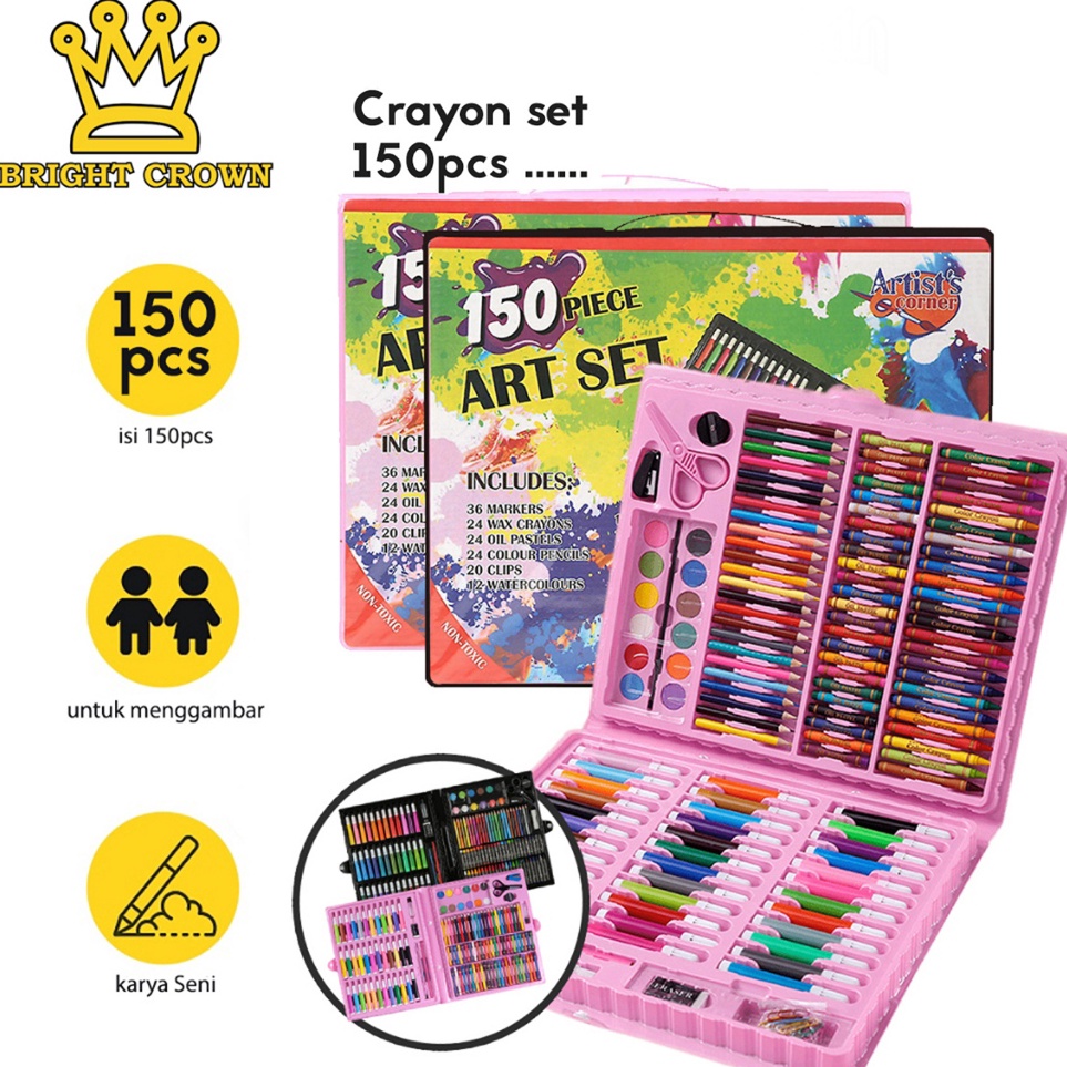 

Extra promo Bright Crown Pensil Warna Crayon set isi 15 pcs Crayon Mewarnai Alat Menggambar atau Mewarnai