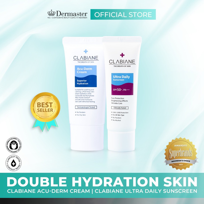 Dermaster Double Hydration Skin - Clabiane Acu-Derm Cream & Clabiane Ultra Daily Sunscreen