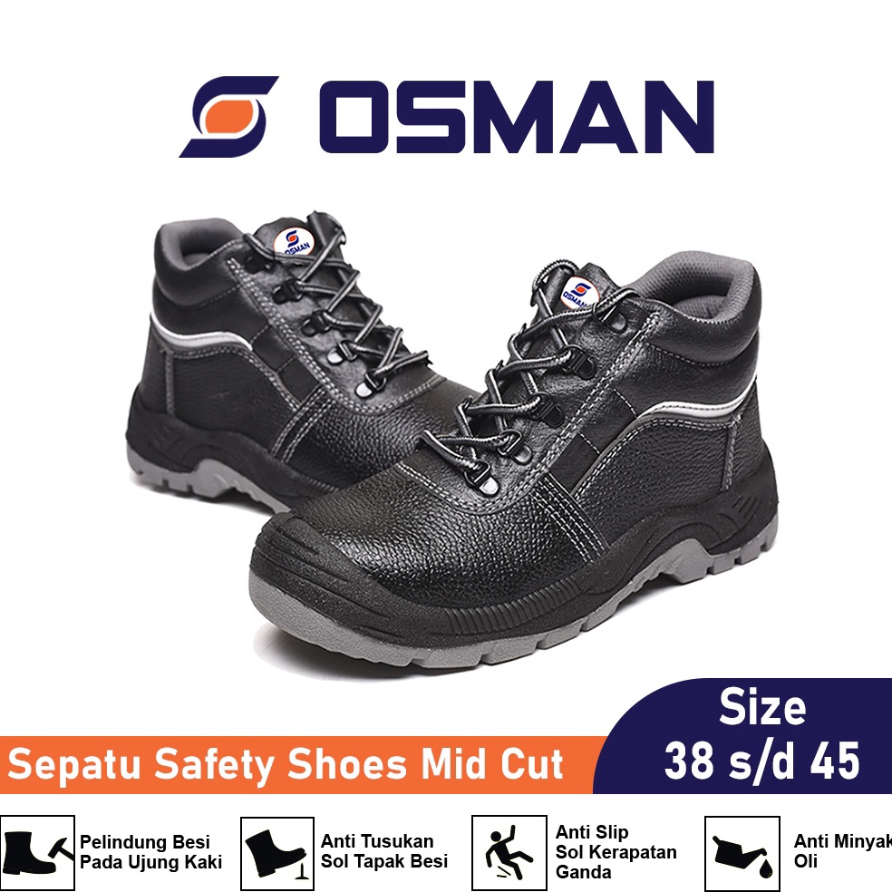 KODE K13Z OSMAN Sepatu Safety Shoes Mid Cut Sepatu Safety Ujung Besi Tipe OSPUG