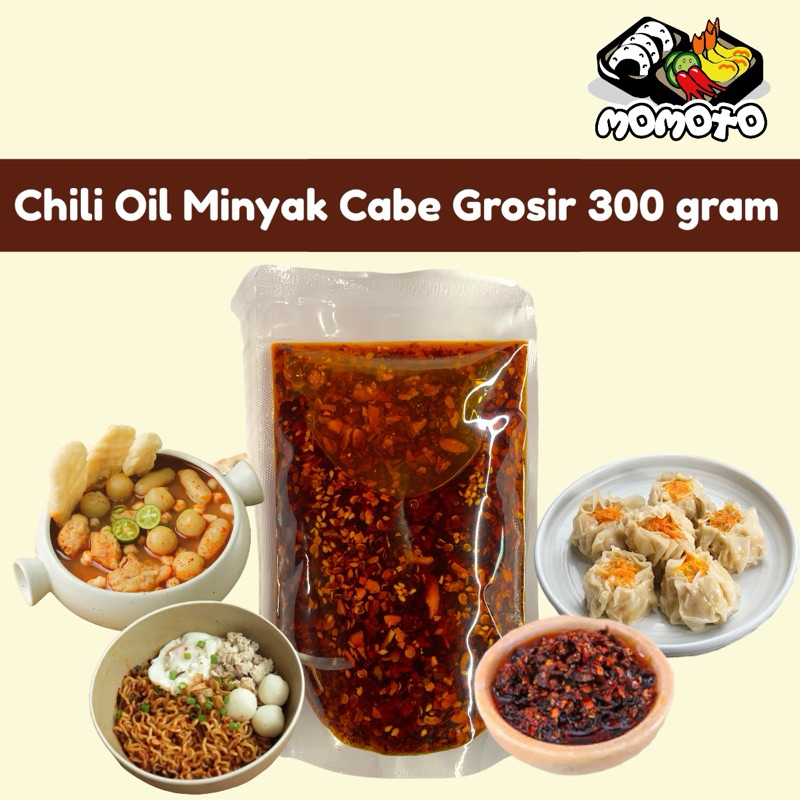 

Momoto Chili Oil Minyak Cabe 300 gram Dimsum Baso Aci Seblak Ramen Lamien Mie Bakso Nasgor Pedas