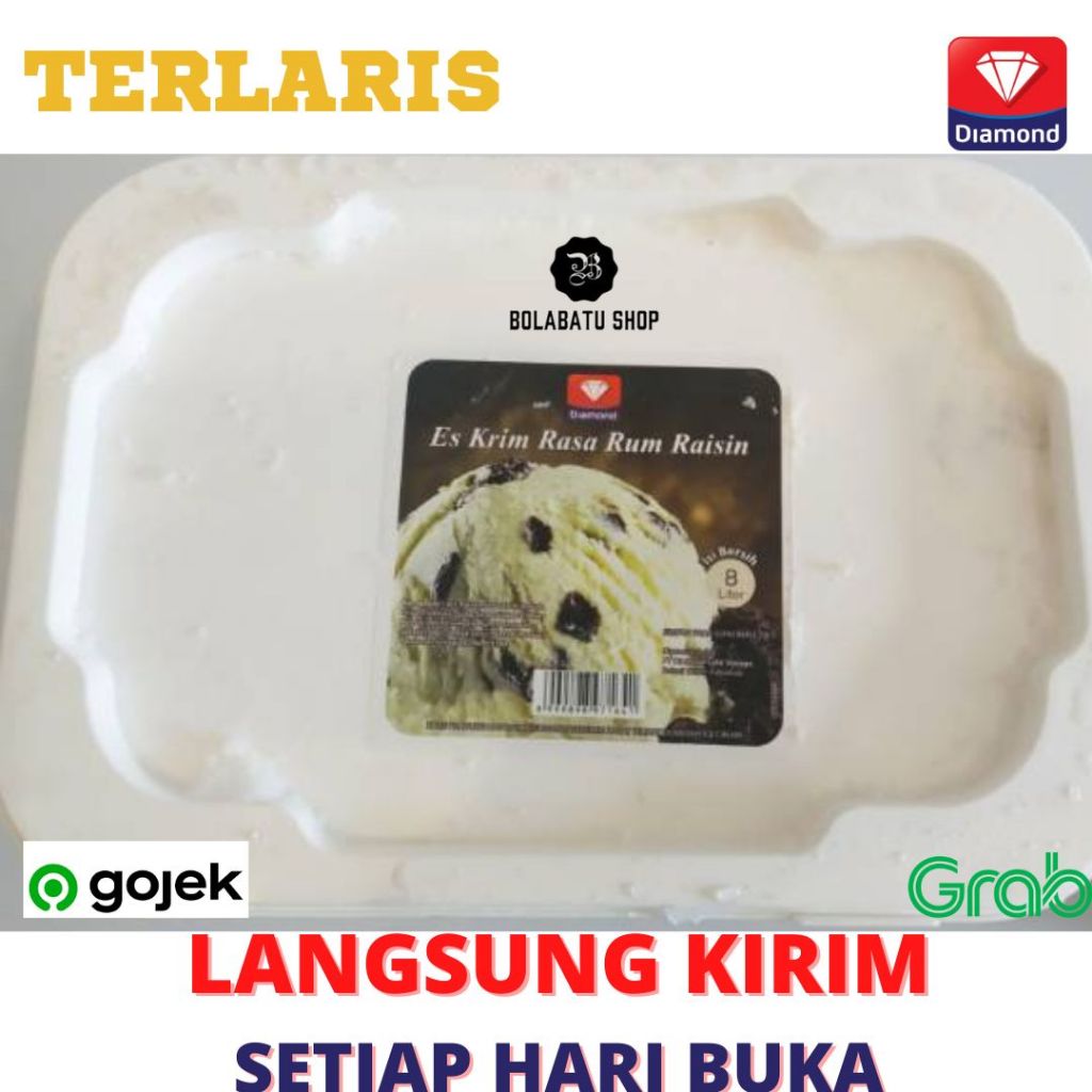 Es Krim Rum Raisin 8L Pail Diamond Langsung Kirim Bandung Halal Ice Cream Rum Kismis