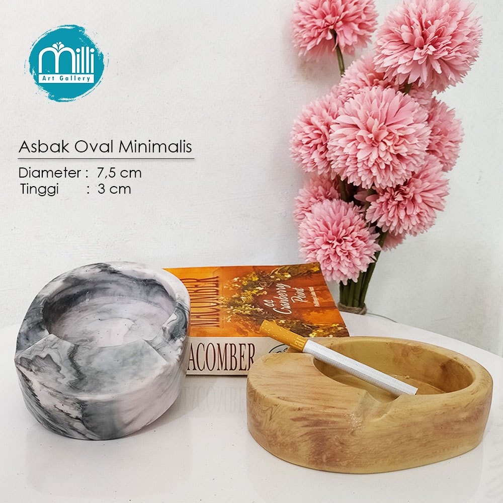 Asbak Oval Motif Marmer/Ashtray/Rokok/Asbak Unik