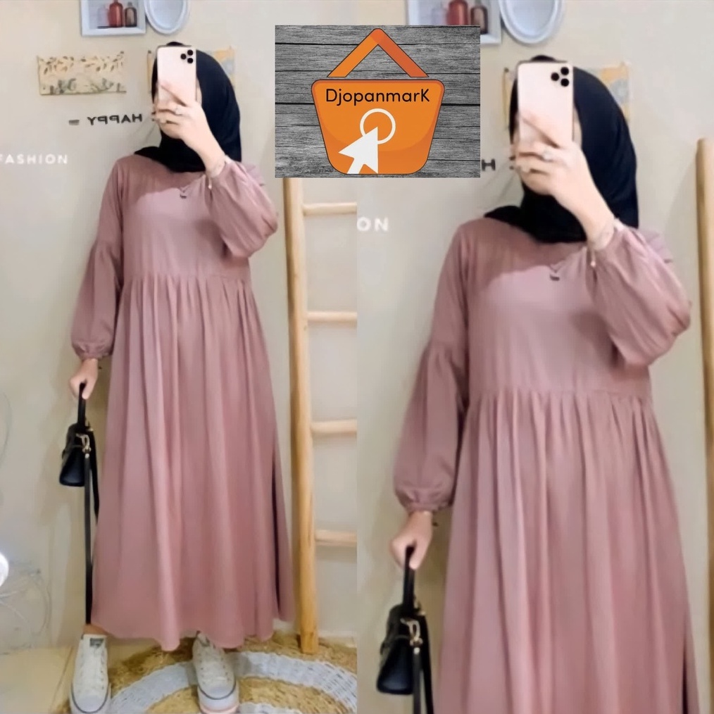 KODE E99P Kayla Midi Dress Rayon Twill Pakaian Wanita Muslim Fashion Hijab Baju Terbaru Kekinian Tre