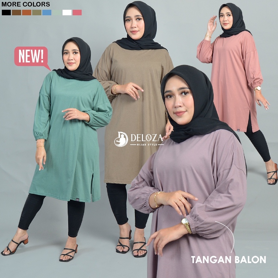 KODE K67I Tunik Oversize Polos Tangan Balon Jumbo