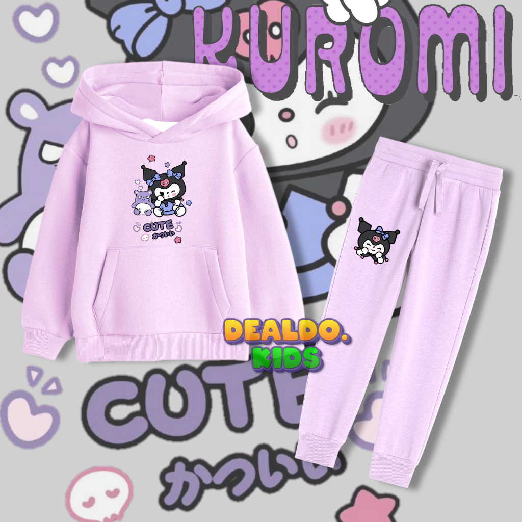 Stelan Hoodie Jogger anak KUROMI CUTE / Stelan Hoodie Jogger anak