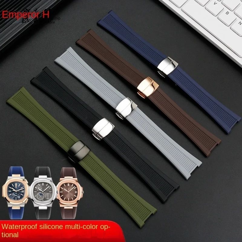 STRAP TALI JAM TANGAN PATEK PHILIPPE RUBBER SILIKON ON LOGO PREMIUM NAUTILUS 5711 5712