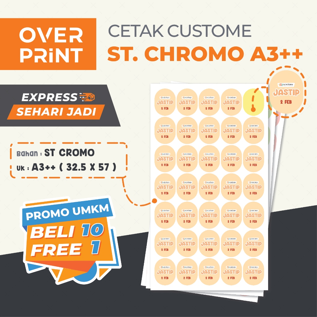 

Cetak Stiker Chromo A3++ 32.5 x 57 Cm PRINT & CUT | EXPRESS - SEHARI JADI | Label Makanan & Minuman