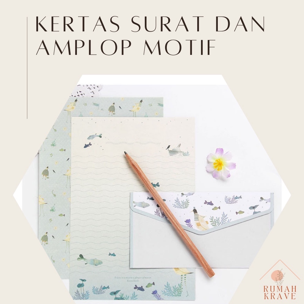 

Kejar Promo RUMAH KRAVE Kertas Surat dan Amplop Motif Bunga Laut Letter Envelope