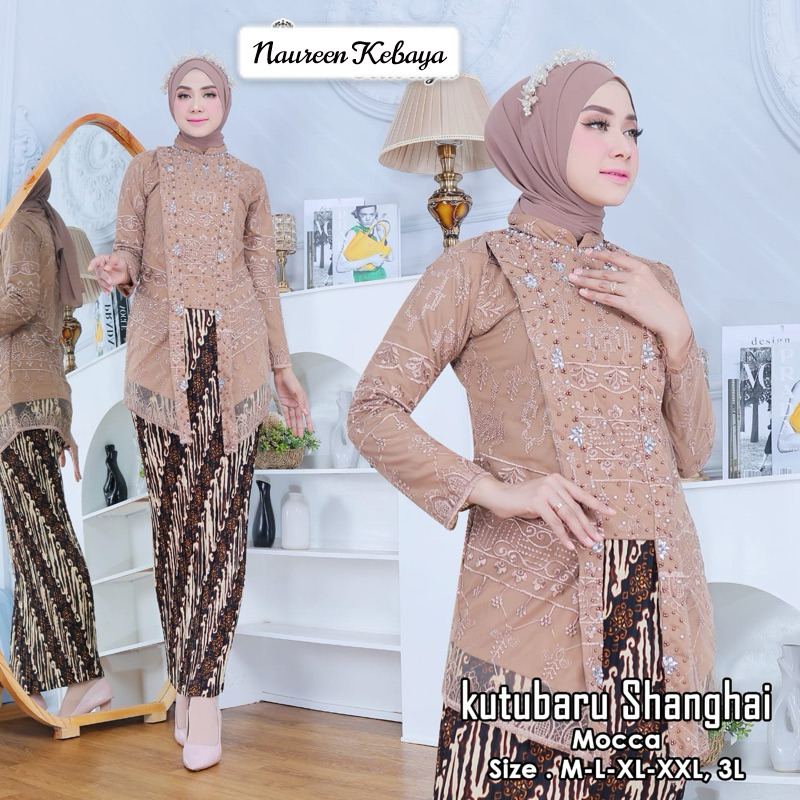 Setelan Kutu Baru Shanghai Free Hijab | Kebaya Kutu Baru Payet | Kebaya Wisuda | Setelan Kebaya Pest