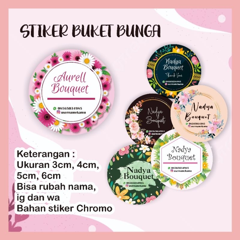 

Stiker Buket Bunga Bulat / Stiker Buket Custom / Stiker label buket bunga / Stiker Buket murah