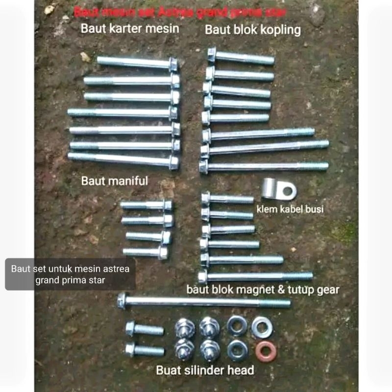 BAUT SET UNTUK MESIN MOTOR HONDA ASTREA GRAND PRIMA STAR