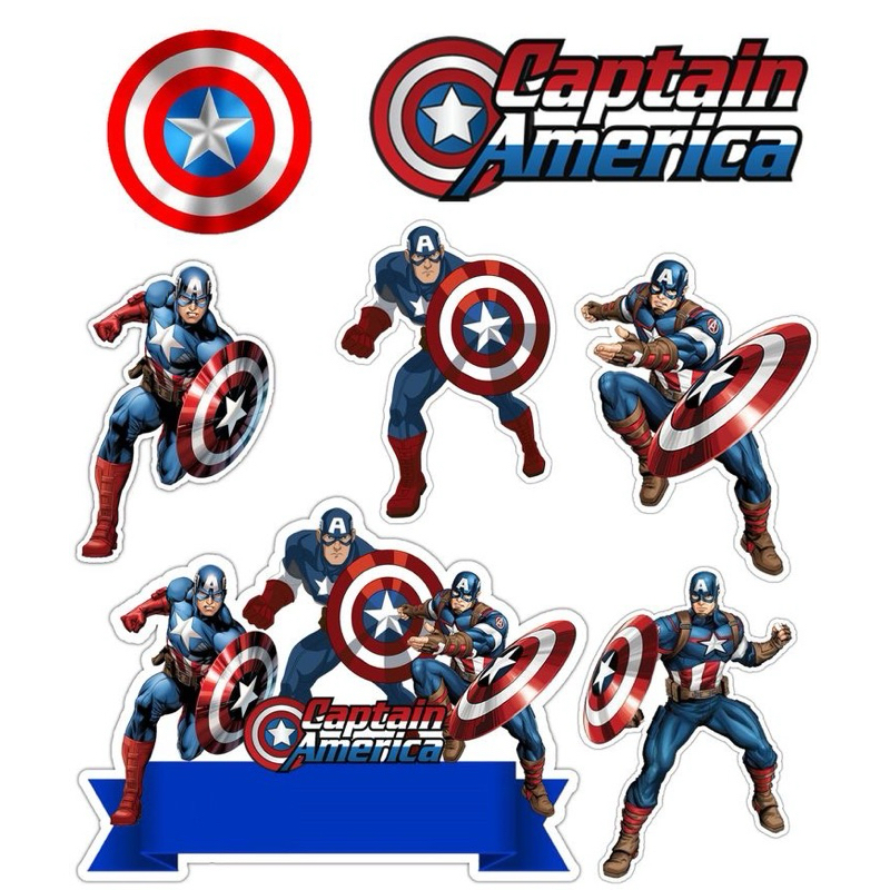 Topper Cake Ultah Karakter Captain Amerika