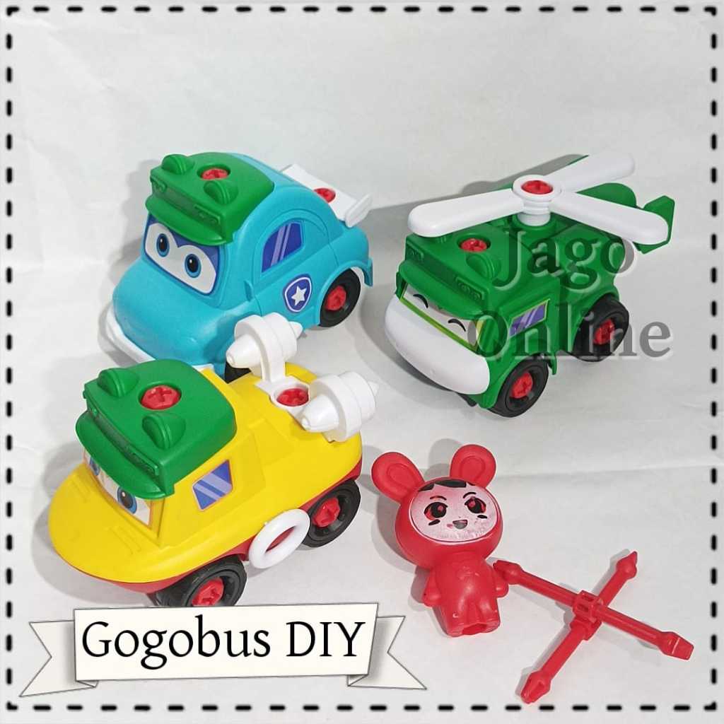 Mainan Anak Motorik Mobil Mobilan Bongkar Pasang DIY Gogobus Karakter