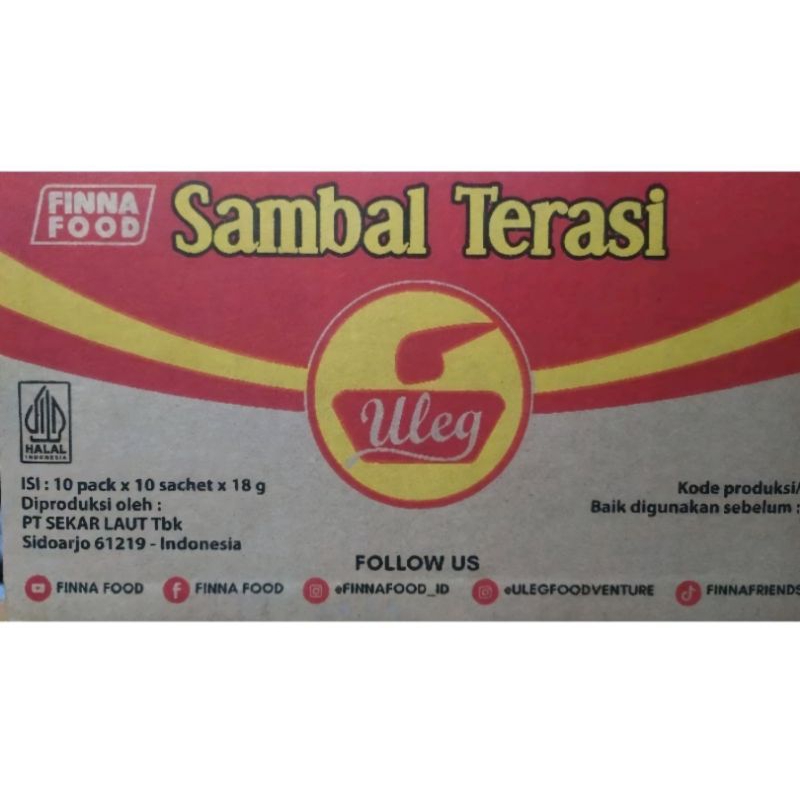 

Sambal Terasi Uleg Food isi 10 pack x 10 sachet dus karton