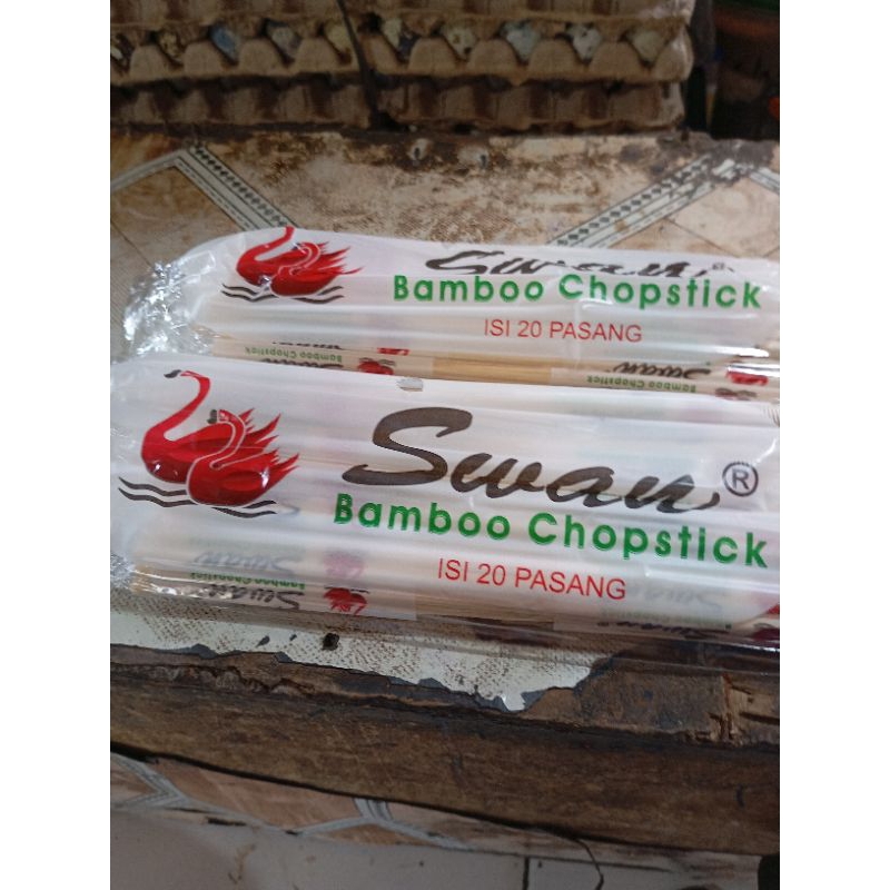 Sumpit bambu cap Swan 20 pasang