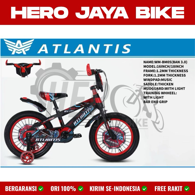 Sepeda Anak Laki BMX ATLANTIS 05L Ukuran 12 16 & 18Inch Tameng Musik Terbaru