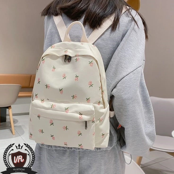 Alika Bag  Tas Ransel Mini Wanita Gambar Bunga Kasual Tas Buku Anak Perempuan Tas Sekolah Siswa Kapa