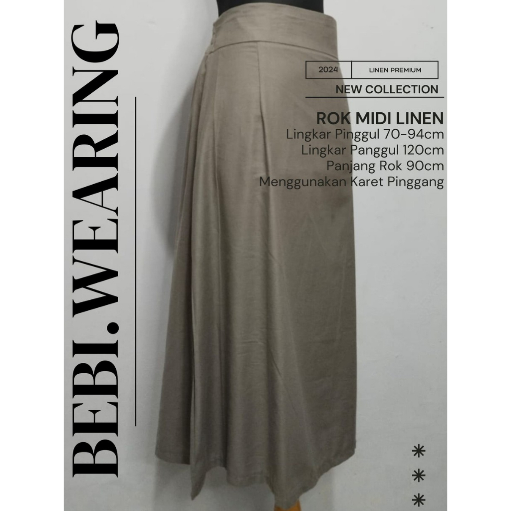 B.Wearing Rok Midi Linen/Rok Linen Premium/Rok Korean Style/Rok Polos Linen