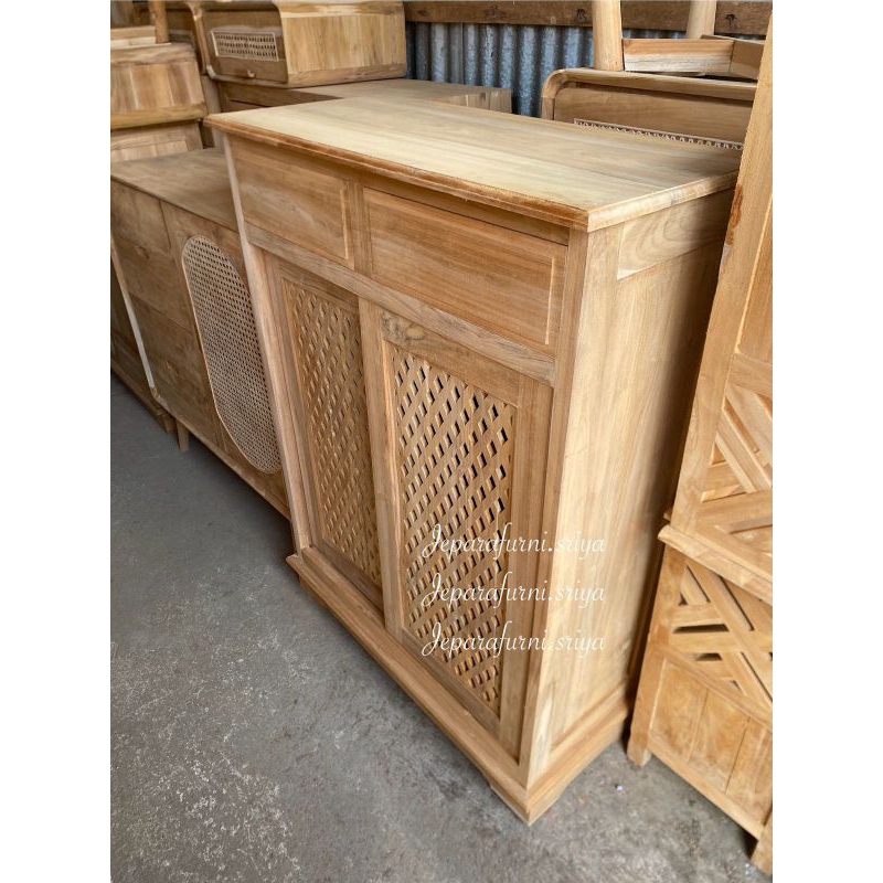 RAK SEPATU KAYU JATI JEPARA I RAK SENDAL JATI