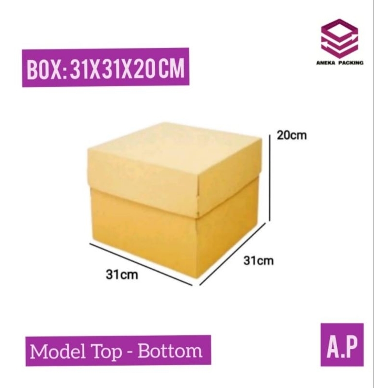 

Box 31x31x20 cm ( pelangi 2)/Top - Bottom/Kardus/Tart/Puding coklat/packing