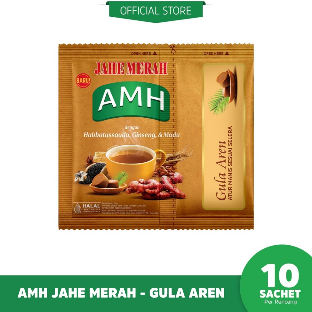 

AMH Jahe Merah Herbal Gula Aren Pisah 1 renceng - (10 Sachet)