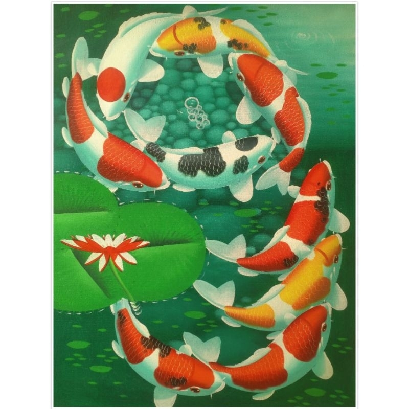 Lukisan Ikan Koi Angka 9 - 60 x 80 cm
