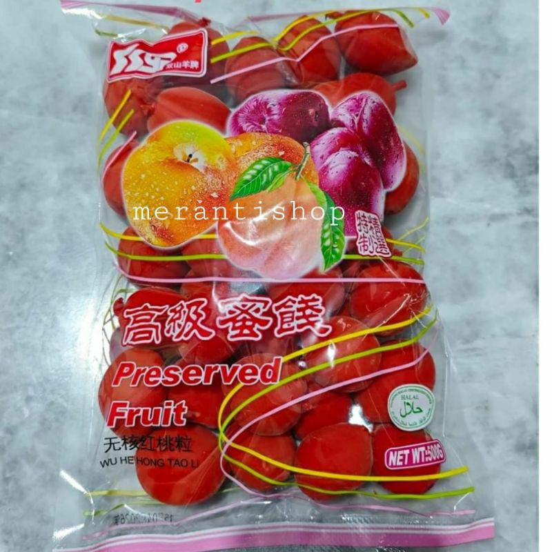 

Preserved Fruit / Peach Merah / Ang Tho / Ang Tou Manisan 500gram