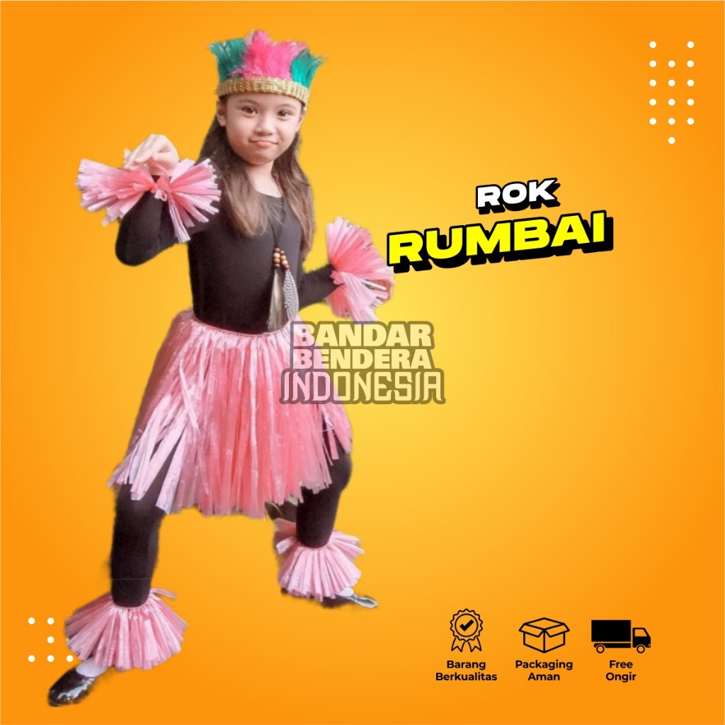 Rok rumbai merah putih handmade tali rafia DIRGAHAYU HUT RI
