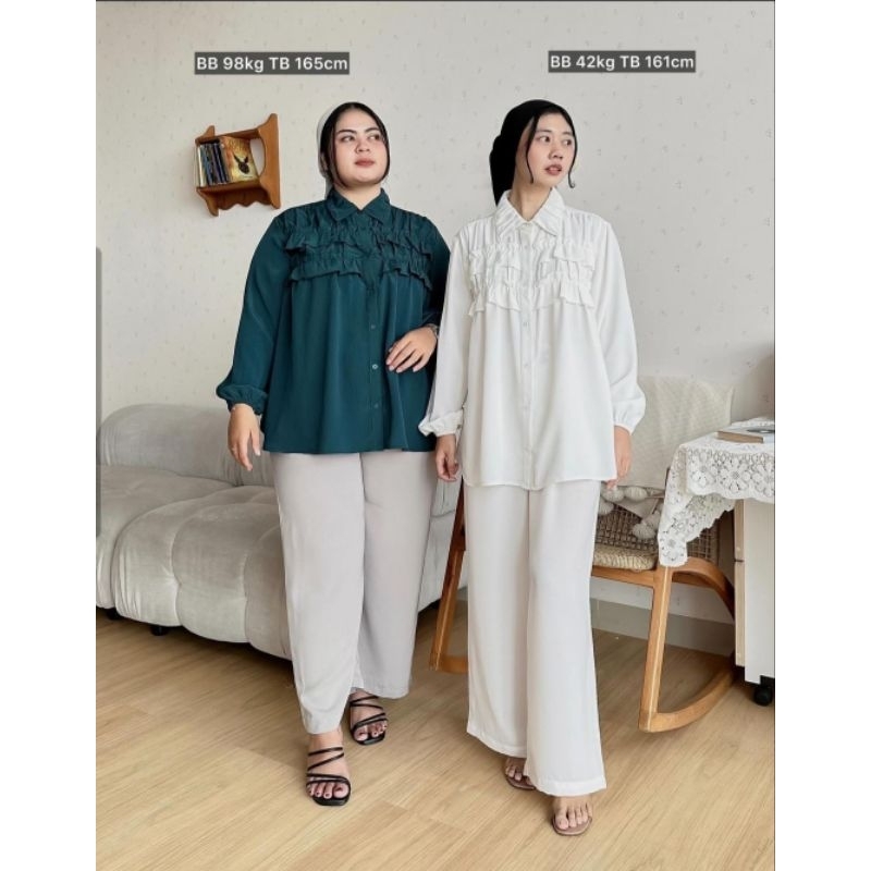 [Vlowy.id] Lavia blouse emerald LXL (bisa live shopee)