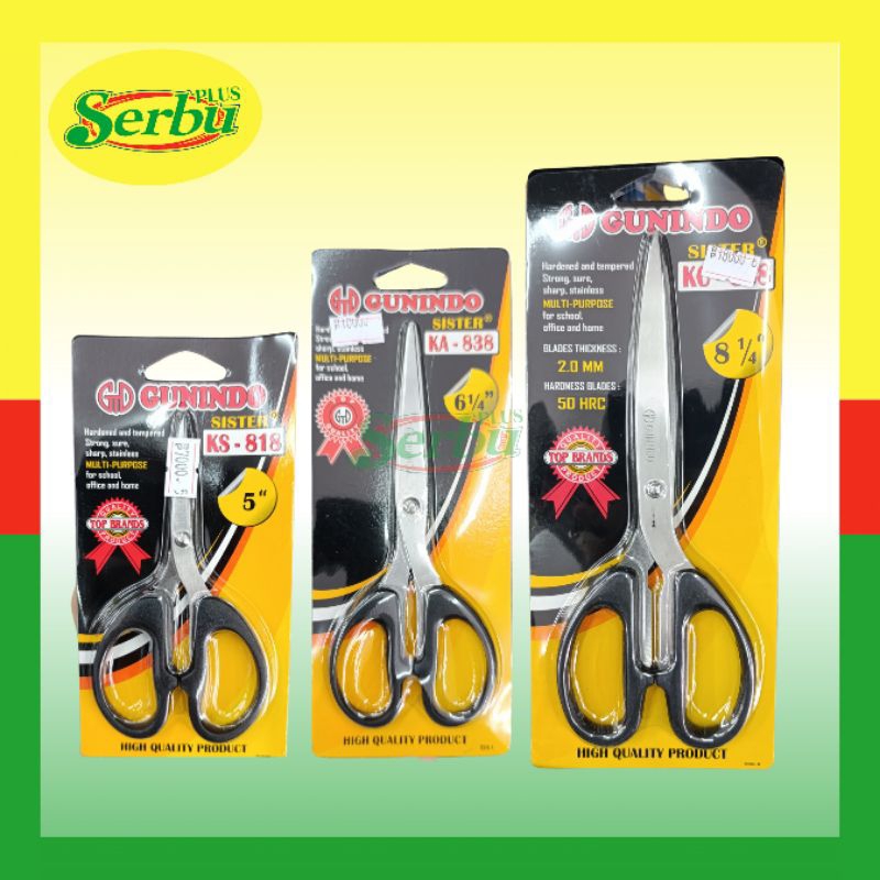 

Gunting Gunindo Sister | Gunting Kertas Plastik Serbaguna | Hardened and tempered Strong, sure, sharp, stainless MULTI-PURPOSE for school, office and home