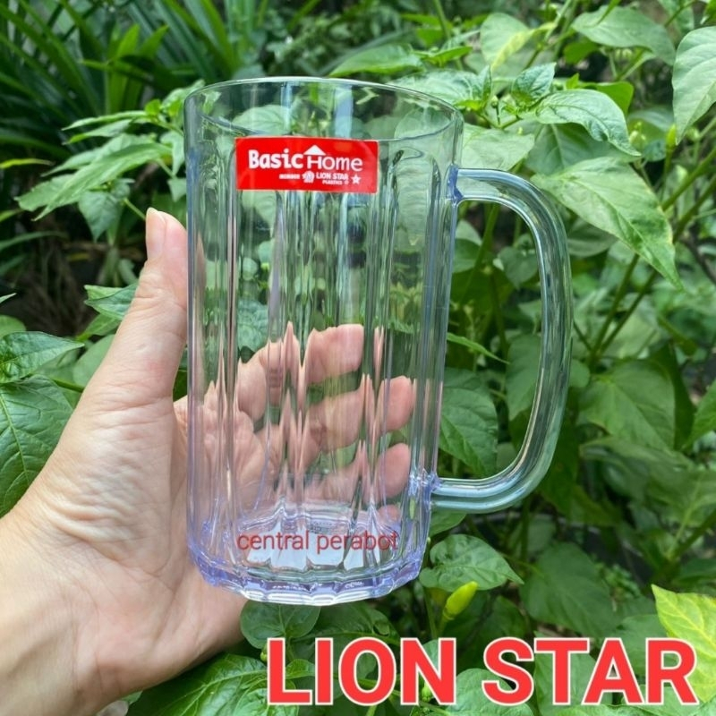 Basic Home Lion Star Gelas Gagang Mika Akrilik / Mug Gelas Crystal Jumbo Akrilik / Gelas Es / Gelas 