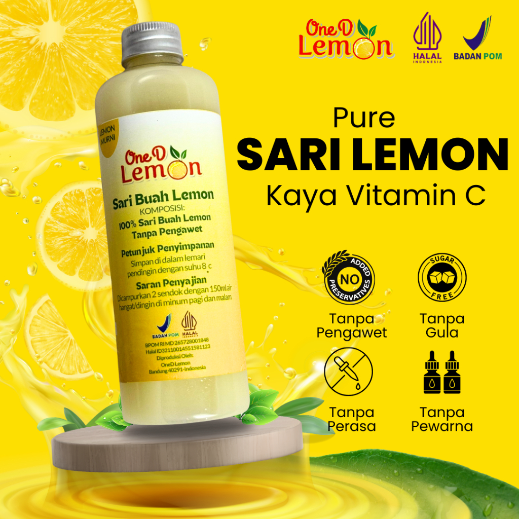 

OneD Lemon 250ML Sari Lemon Air Lemon Murni Tanpa Campuran Apapun Pure Jus Lemon